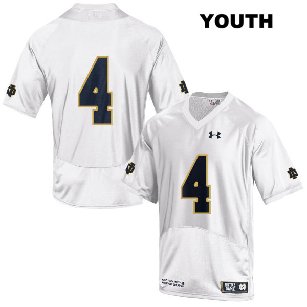 Youth NCAA Notre Dame Fighting Irish #4 Kevin Austin Jr. Stitched College Under Armour Authentic White No Name Football Jersey CN10N72KX